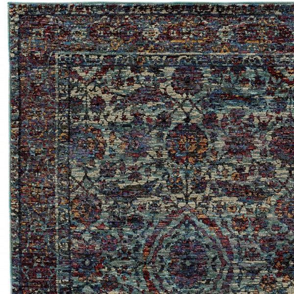 Homeroots 2' X 3' Blue And Purple Oriental Power Loom Area Rug  Polypropylene 510059