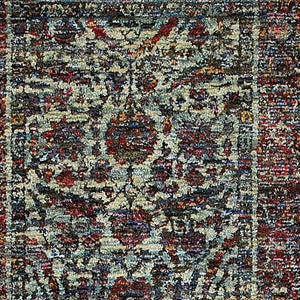 Homeroots 8' Runner Blue And Purple Oriental Power Loom Runner Rug  Other Material 510060