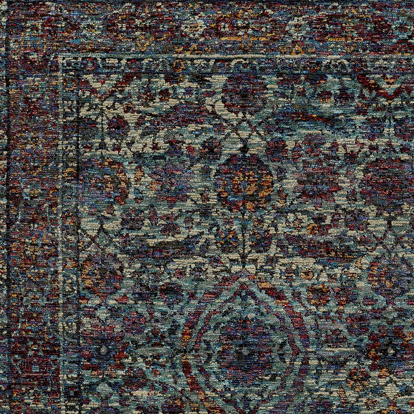 Homeroots 3' X 5' Blue And Purple Oriental Power Loom Area Rug  Other Material 510062
