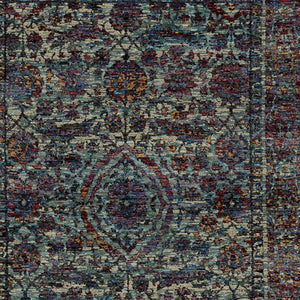 Homeroots 5' X 7' Blue And Purple Oriental Power Loom Area Rug  Other Material 510063