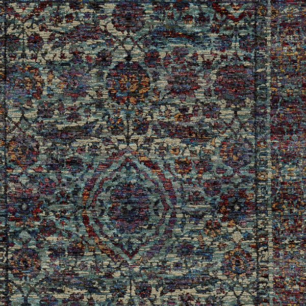 Homeroots 5' X 7' Blue And Purple Oriental Power Loom Area Rug  Other Material 510063