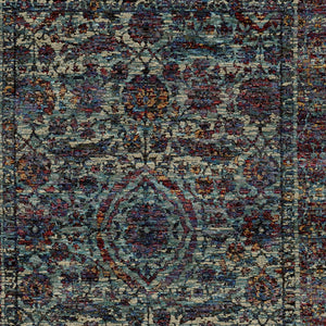 Homeroots 7' X 10' Blue And Purple Oriental Power Loom Area Rug  Other Material 510064