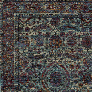 Homeroots 8' X 11' Blue And Purple Oriental Power Loom Area Rug  Other Material 510065