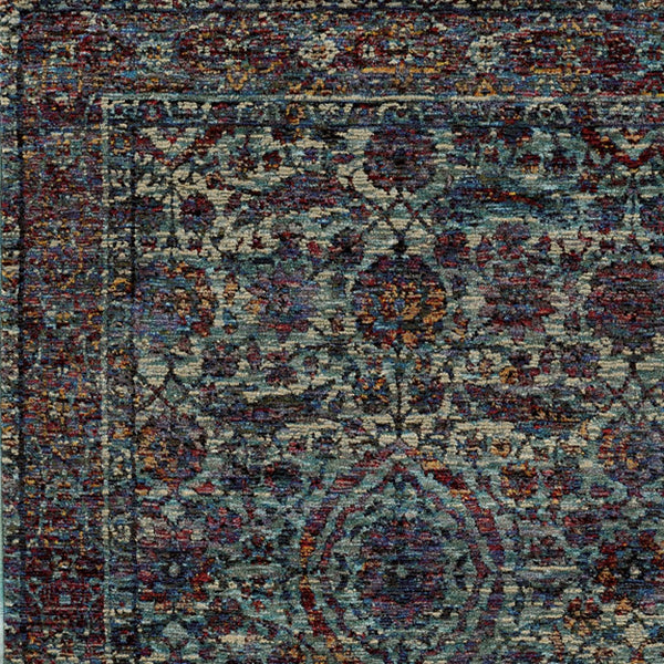 Homeroots 8' X 11' Blue And Purple Oriental Power Loom Area Rug  Other Material 510065