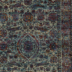Homeroots 9' X 12' Blue And Purple Oriental Power Loom Area Rug  Other Material 510066