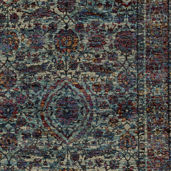 Homeroots 9' X 12' Blue And Purple Oriental Power Loom Area Rug  Other Material 510066
