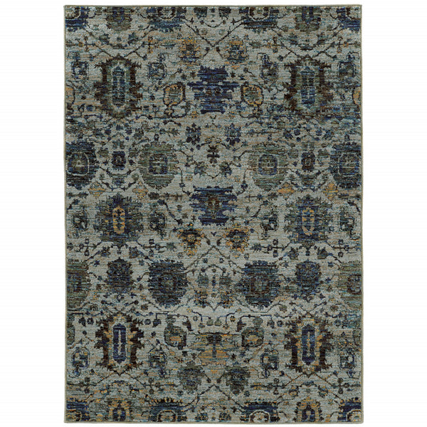 Homeroots 10' X 13' Blue Green Oriental Power Loom Area Rug  Other Material 510067