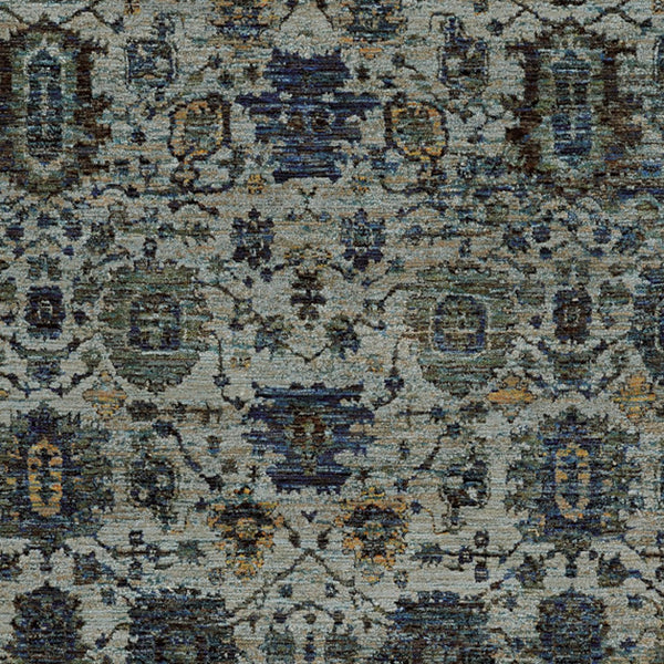 Homeroots 10' X 13' Blue Green Oriental Power Loom Area Rug  Other Material 510067