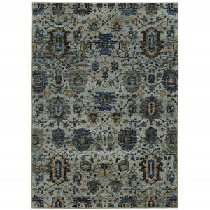 Homeroots 3' X 5' Blue Green Oriental Power Loom Area Rug  Other Material 510071