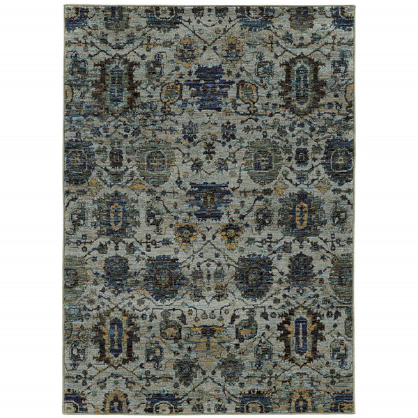 Homeroots 3' X 5' Blue Green Oriental Power Loom Area Rug  Other Material 510071