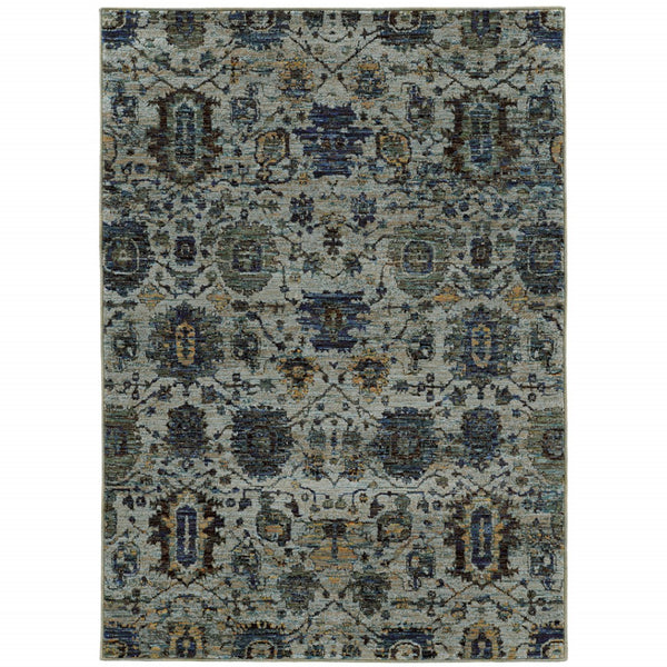 HomeRoots 10' Blue-Green Oriental Area Rug - Durable, Stain-Resistant Design for Timeless Home Elegance 5' X 7' Rectangle 510072