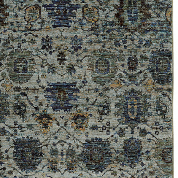 Homeroots 5' X 7' Blue Green Oriental Power Loom Area Rug  Other Material 510072