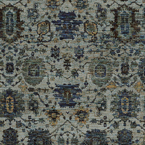 Homeroots 7' X 10' Blue Green Oriental Power Loom Area Rug  Other Material 510073