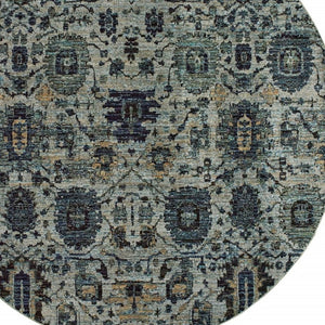 HomeRoots 10' Blue-Green Oriental Area Rug - Durable, Stain-Resistant Design for Timeless Home Elegance 8' Round Round 510074