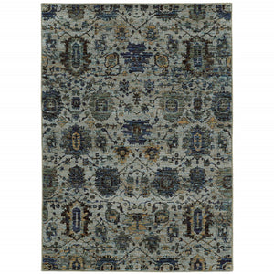 HomeRoots 10' Blue-Green Oriental Area Rug - Durable, Stain-Resistant Design for Timeless Home Elegance 8' X 11' Rectangle 510075