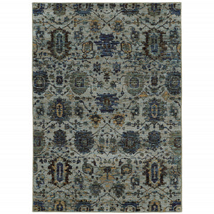 Homeroots 8' X 11' Blue Green Oriental Power Loom Area Rug  Other Material 510075