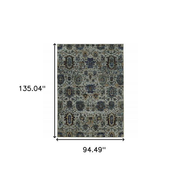 Homeroots 8' X 11' Blue Green Oriental Power Loom Area Rug  Other Material 510075