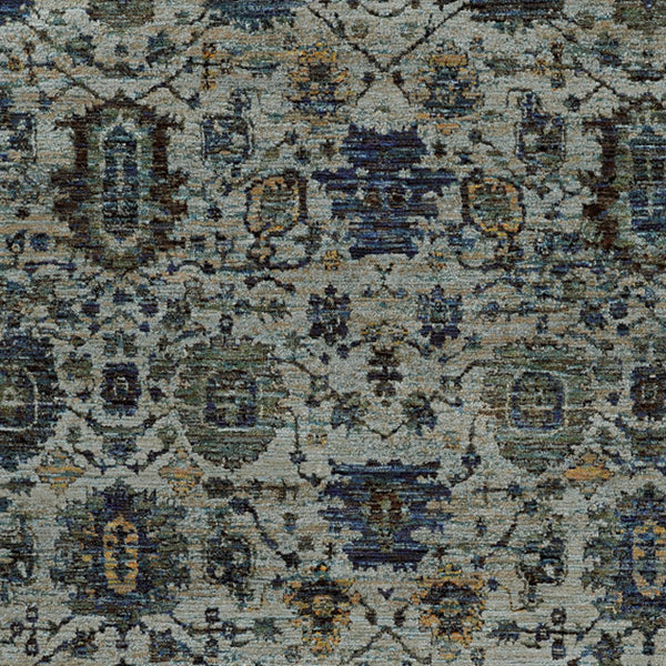 Homeroots 8' X 11' Blue Green Oriental Power Loom Area Rug  Other Material 510075