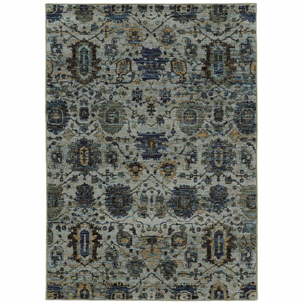 HomeRoots 10' Blue-Green Oriental Area Rug - Durable, Stain-Resistant Design for Timeless Home Elegance 9' X 12' Rectangle 510076