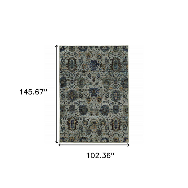 Homeroots 9' X 12' Blue Green Oriental Power Loom Area Rug  Other Material 510076