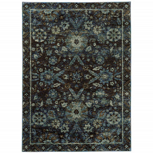 Homeroots 2' X 3' Navy Blue Oriental Power Loom Area Rug  Polypropylene 510077