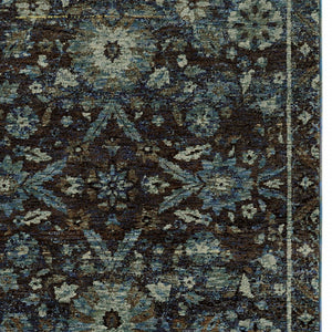 Homeroots 2' X 3' Navy Blue Oriental Power Loom Area Rug  Polypropylene 510077