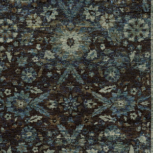 Homeroots 3' X 5' Navy Blue Oriental Power Loom Area Rug  Other Material 510080