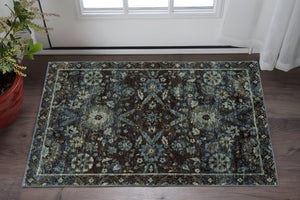 HomeRoots 8' Navy Blue Oriental Runner Rug – Elegant Design, Stain-Resistant Durability for High-Traffic Areas 3' X 5' 510080