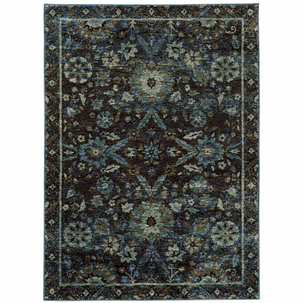 Homeroots 5' X 7' Navy Blue Oriental Power Loom Area Rug  Other Material 510081
