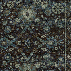 Homeroots 5' X 7' Navy Blue Oriental Power Loom Area Rug  Other Material 510081