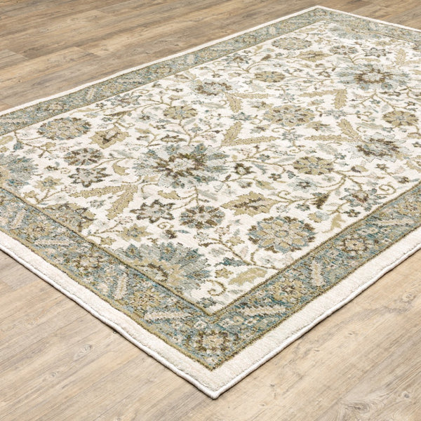 HomeRoots 10' Elegant Gray and Ivory Oriental Power Loom Area Rug - Durable, Stain-Resistant, Timeless Design 10' X 13' 510083