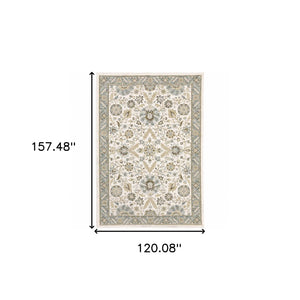 HomeRoots 10' Elegant Gray and Ivory Oriental Power Loom Area Rug - Durable, Stain-Resistant, Timeless Design 10' X 13' 510083