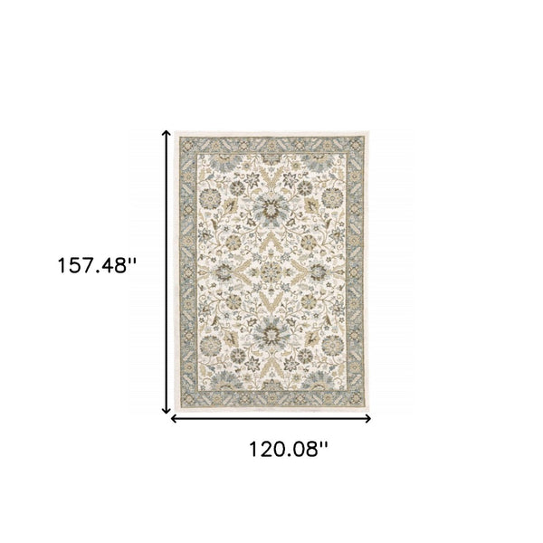 HomeRoots 10' Elegant Gray and Ivory Oriental Power Loom Area Rug - Durable, Stain-Resistant, Timeless Design 10' X 13' 510083