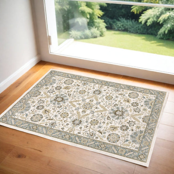 HomeRoots 10' Elegant Gray and Ivory Oriental Power Loom Area Rug - Durable, Stain-Resistant, Timeless Design 3' X 5' 510087