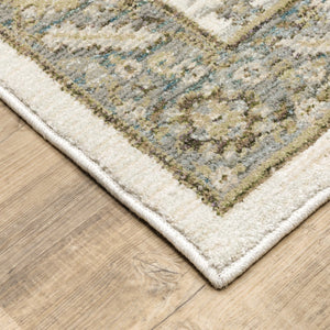 HomeRoots 10' Elegant Gray and Ivory Oriental Power Loom Area Rug - Durable, Stain-Resistant, Timeless Design 5' X 7' 510088