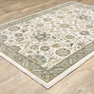 HomeRoots 10' Elegant Gray and Ivory Oriental Power Loom Area Rug - Durable, Stain-Resistant, Timeless Design 5' X 7' 510088