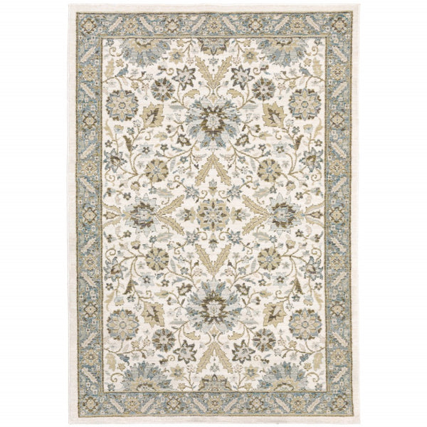 HomeRoots 10' Elegant Gray and Ivory Oriental Power Loom Area Rug - Durable, Stain-Resistant, Timeless Design 7' X 10' 510089