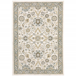 HomeRoots 10' Elegant Gray and Ivory Oriental Power Loom Area Rug - Durable, Stain-Resistant, Timeless Design 8' X 11' 510090