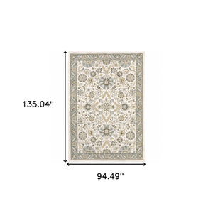 HomeRoots 10' Elegant Gray and Ivory Oriental Power Loom Area Rug - Durable, Stain-Resistant, Timeless Design 8' X 11' 510090