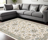 Gray and Ivory Oriental Area Rug - Stain Resistant, Elegant Design for Sophisticated Spaces