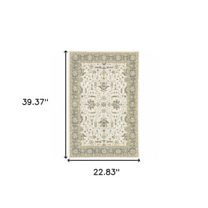 Homeroots 2' X 3' Gray And Ivory Oriental Power Loom Area Rug  Polypropylene 510092