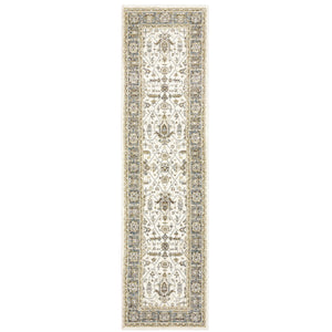 Homeroots 8' Runner Gray And Ivory Oriental Power Loom Runner Rug  Other Material 510093