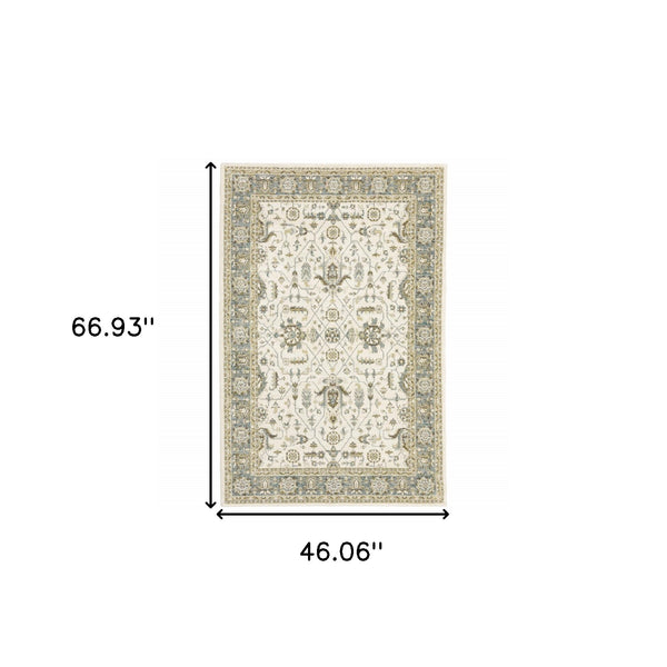 Homeroots 3' X 5' Gray And Ivory Oriental Power Loom Area Rug  Other Material 510095