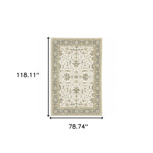 Homeroots 7' X 10' Gray And Ivory Oriental Power Loom Area Rug  Other Material 510097