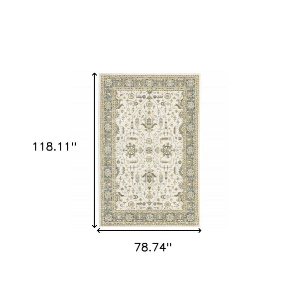 Homeroots 7' X 10' Gray And Ivory Oriental Power Loom Area Rug  Other Material 510097