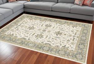 Homeroots 7' X 10' Gray And Ivory Oriental Power Loom Area Rug  Other Material 510097