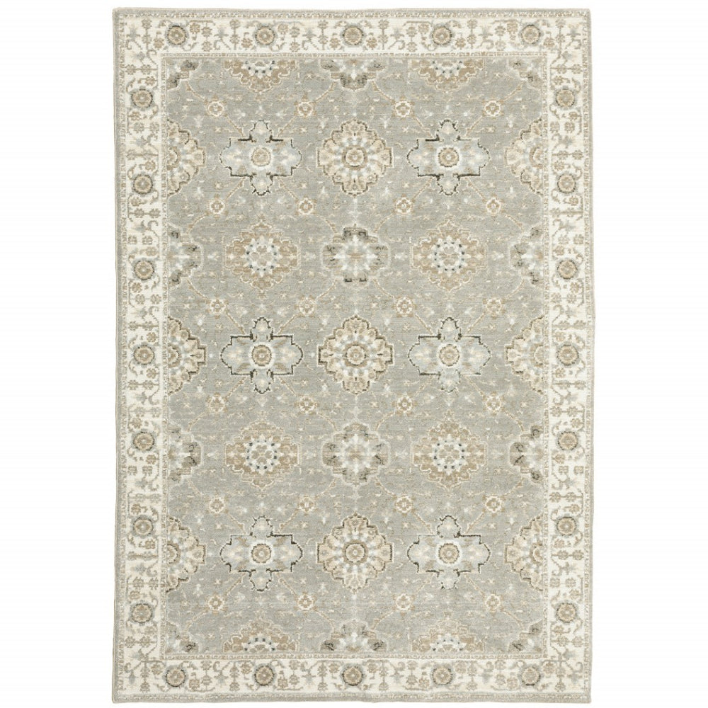 HomeRoots 10' Elegant Gray and Ivory Oriental Area Rug - Durable, Timeless Design for Any Living Space 10' X 13' 510098