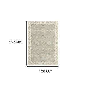 HomeRoots 10' Elegant Gray and Ivory Oriental Area Rug - Durable, Timeless Design for Any Living Space 10' X 13' 510098