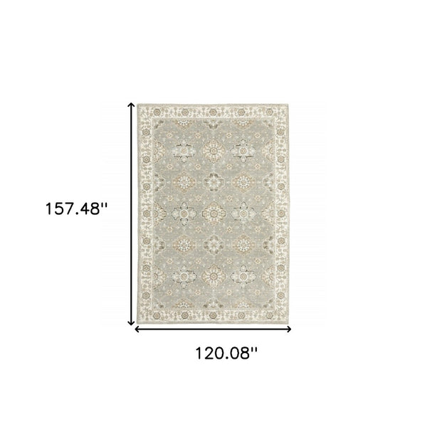 HomeRoots 10' Elegant Gray and Ivory Oriental Area Rug - Durable, Timeless Design for Any Living Space 10' X 13' 510098