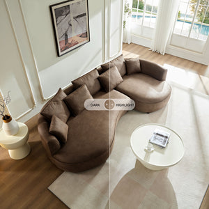 English Elm 128.74 Inch Modern Curved Sectional Sofa Couch - 5-Seat Leathaire Upholstered For Stylish Living Spaces W2582S00141